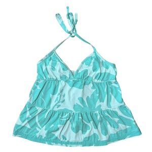 Roxy Y2K Hawaiian Halter Babydoll Top Early 2000s Surf Style Women’s Size Large